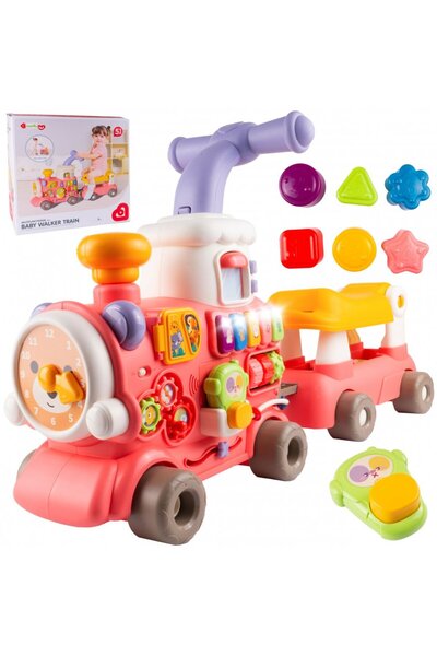 MalPlay Antepremergator multifunctional 5 in 1 pentru copii Choo-Choo Pink, c...