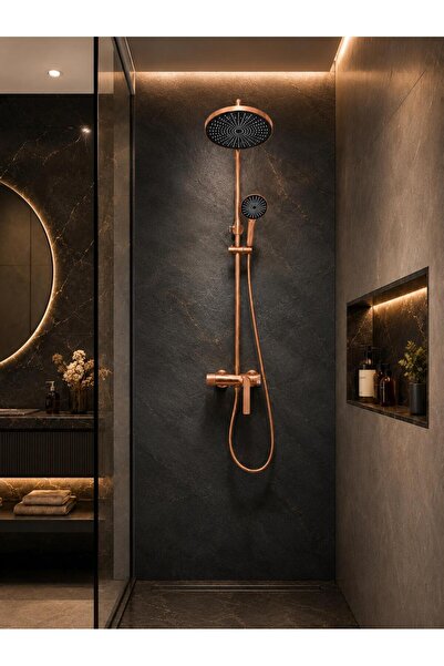 Radinavico Coloană de duș, baterie inclusa, alamă, rose-gold