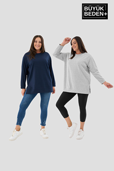 Süperlife طقم نسائي مكون من قطعتين مقاس كبير، سترة رياضية رفيعة، تونيك SPR26B...