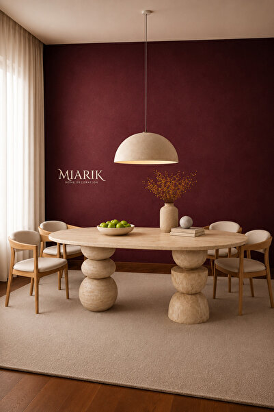 MIARIK DESIGN & DEKORASYON Efsu-Traverten Mermer Yemek Masası