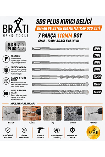 Sds Plus Crusher Drill Hilti Wall and Concrete Drill Bit set 7 pieces 110mm Length 6mm-12mm