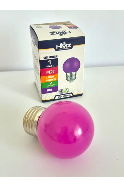 HMZ Renkli Dekoratif LED Ampul Gece Lambası (Mor, Pembe, Yeşil, Turuncu)