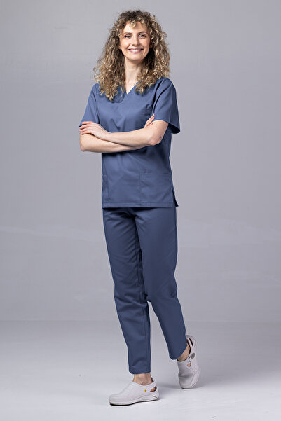 OEM Costum medical pentru femei DER KLASSIK, Bluză și pantaloni, Gri petrol