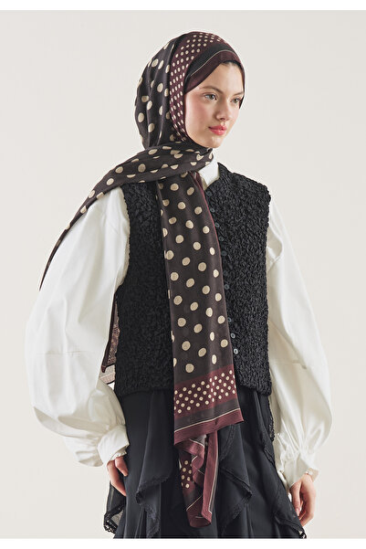 Freshscarfs Σάλι Ράμι με μοτίβο πουά, Καφέ Πικρό