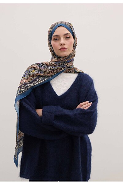Freshscarfs Μπλε Σάλι με Σκανδιναβικό Σχέδιο Paisley