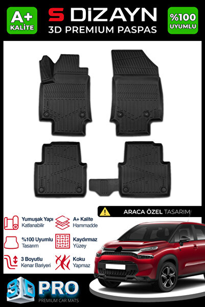 S Dizayn S-Dizayn Citroen C3 Aircross 3D Pro Havuzlu Paspas 2017-2024 A+ Kali...