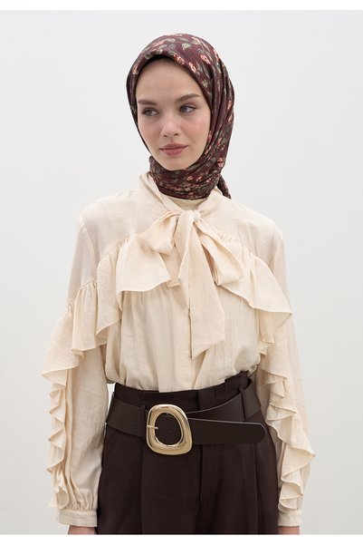 Freshscarfs Eșarfă Leana Desen din bumbac și viscoză, roșu claret
