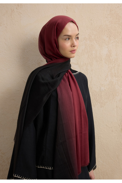 Freshscarfs Modal Degrade Şal Siyah-bordo