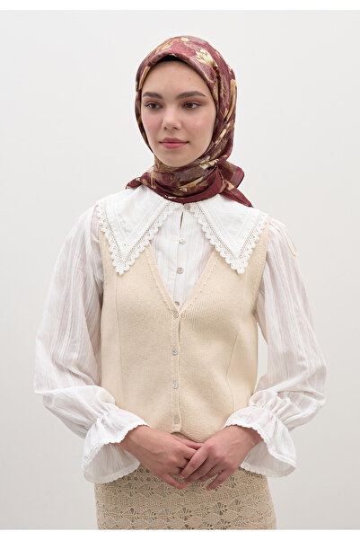 Freshscarfs Βαμβακερό φουλάρι βισκόζης με σχέδιο μπορντό Reverie