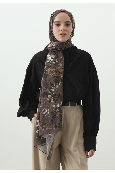 Freshscarfs Șal din bumbac și viscoză cu model Avrıl, afumat