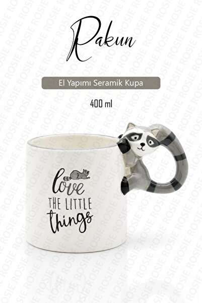 Rosie Rakun Figürlü El Yapımı Kupa - Mug, 400 ml