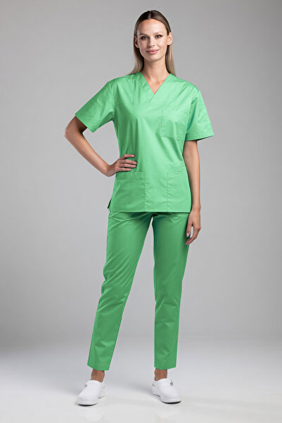 OEM Costum medical pentru femei FLEXI COTTON STRETCH, Verde Spital