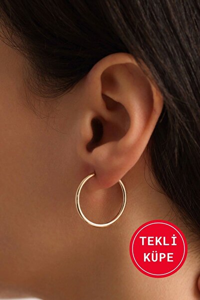 Bayar Gold 14 Ayar Altın Halka Tekli Küpe 2.2 cm