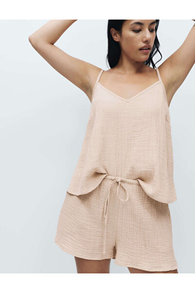 Marks & Spencer Müslin Kumaş Askılı Şortlu Pijama Takımı