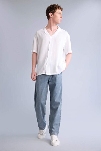 DeFacto Soft Textured Wide Leg Trousers with Elastic Waist H6704Ax26Sm