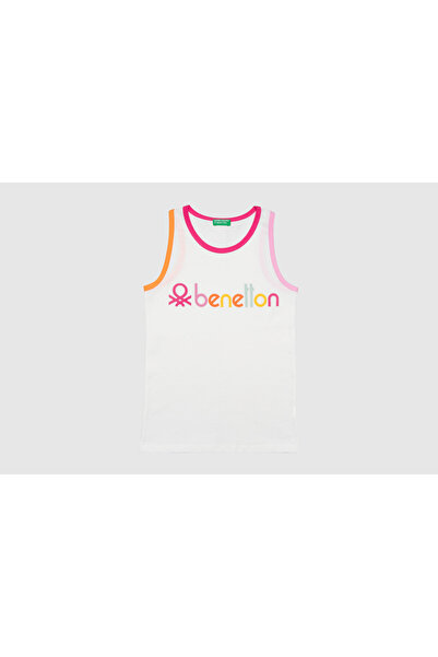 Benetton Kız Çocuk Ekru T-shirt