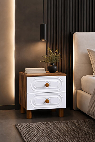 Rivon Mobilya Modern 2 Çekmeceli Komodin | Beyaz Lake MDF Çekmece | Premium Y...