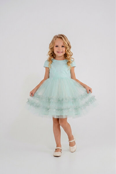 Eray Kids Rochie de Seara pentru Fata Rochie Model Trandafir Fusta Volane 4-7...