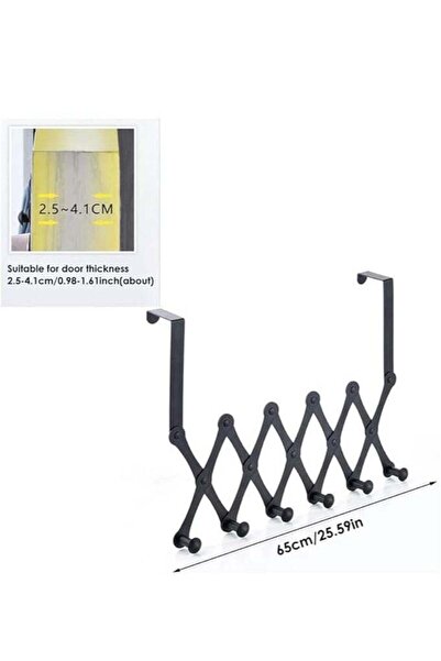 Arabest Adjustable Over-The-Door Hook Rack with 6 Hooks, No Drill Organizer f...