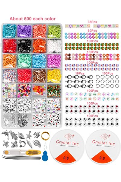 Arabest 8406 Pcs Glass Seed Beads,Alphabet Letter Beads,Multicolor Beading Ki...