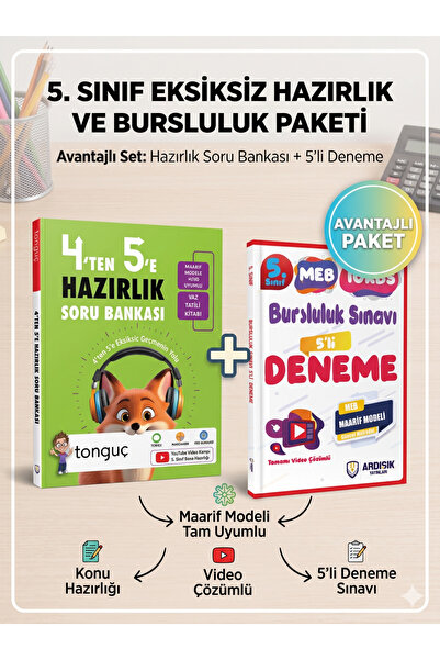 Tonguç Yayınları 4'ten 5'e Hazırlık Kitabı 5. Sınıf Bursluluk Deneme