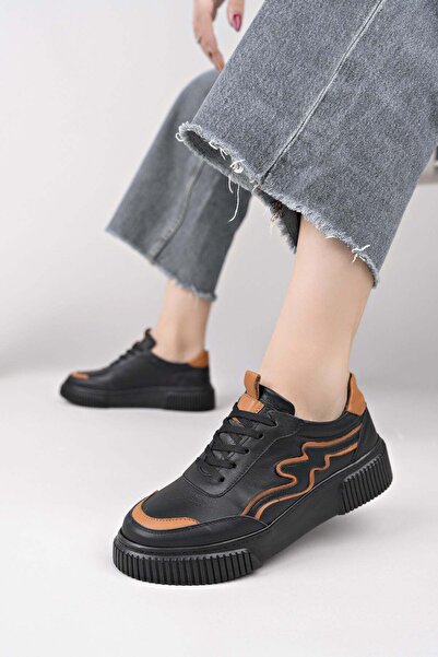 Nesil Shoes Comfo 101 Black Tan Genuine Soft Koža Women Patike s