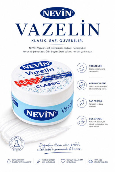 nevin Yoğun Nemlendirici Klasik Vazelin Parabensiz Dudak El Topuk Bakım Kremi...