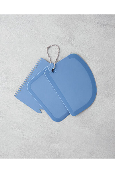 English Home Aline Plastik 3'lü Hamur Spatulası Mutfak Gereci 12,5x10 cm Mavi