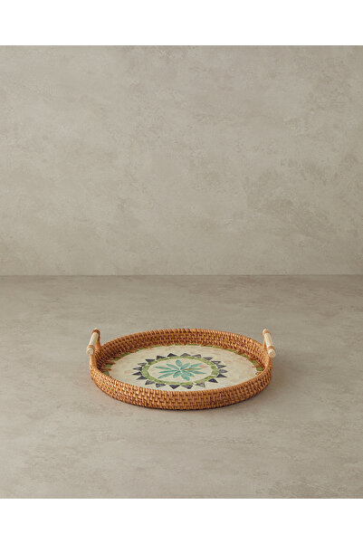 English Home Adelaide Sedefli Rattan Tepsi Kahverengi