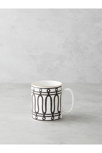 English Home White Charmed Bone Porselen Kupa 290 ml Siyah-Beyaz-Gold