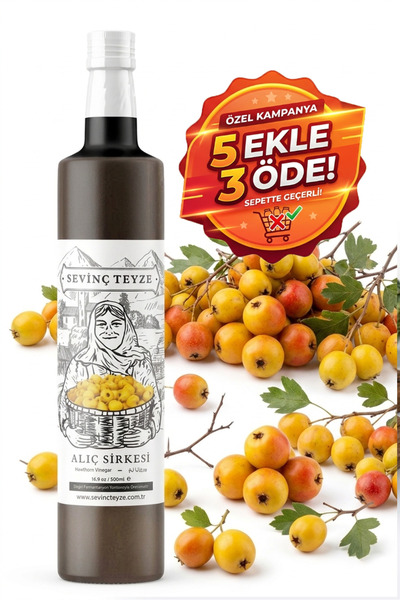 Organik Teyze Sevinç Teyze Doğal Fermantasyon Alıç Sirkesi 500ml - Katkısız, ...