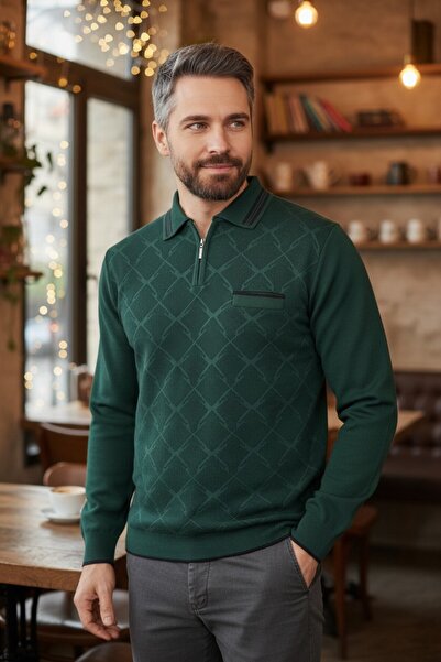Kamalı Men's Nefti Standard Fit Polo Collar Knitwear Sweater with Anti-Pillin...