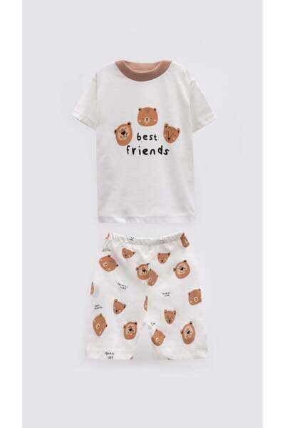 aden kids Unisex Bebek Ve Çocuk Ayıcık Desenli Yazlık Pijama Takımı - Best Fr...