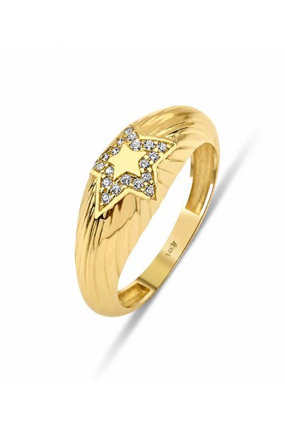 DesignbyKairos 14 Ayar Altın Star Bold Dome Yüzük