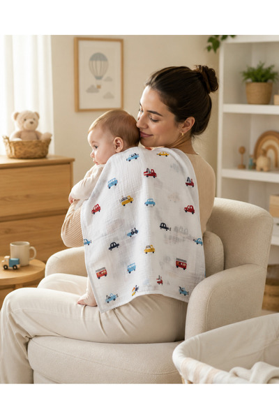 Minora Baby&Kids Minora 100% Cotton Muslin Baby Blanket – Multi-Purpose Muslin Blanket - 100 X 100 cm - with Trolley