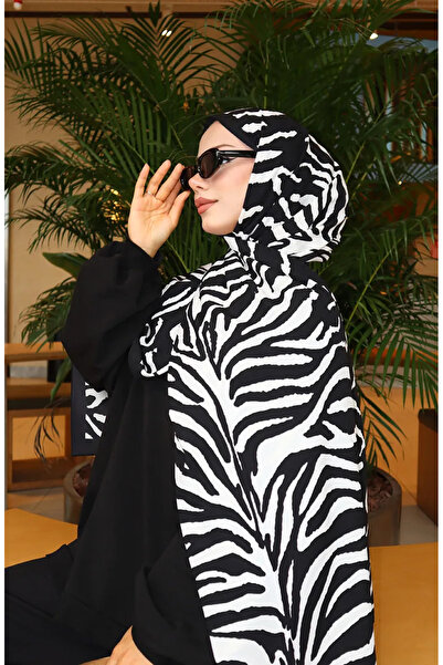 sefamerve Kapri šal sa zebrastim uzorkom 70348-01 crna ekru