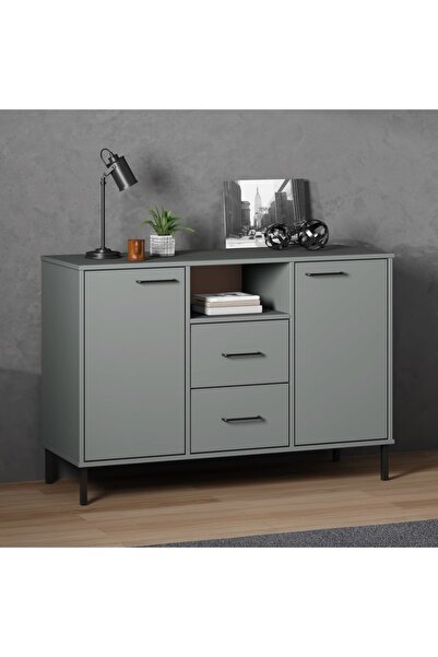 Concept Servantă cu picioare metalice „OSLO” gri 113x40x77 cm lemn