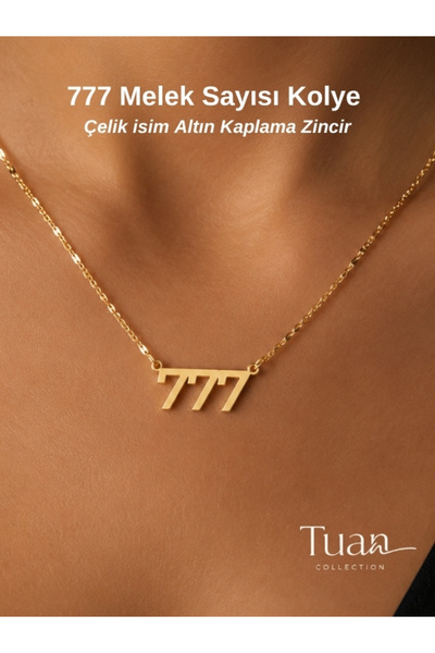 Tuana Trend الذهب اللون الملاك رقم 777 قلادة المواد الفولاذية قلادة الملاك رق...