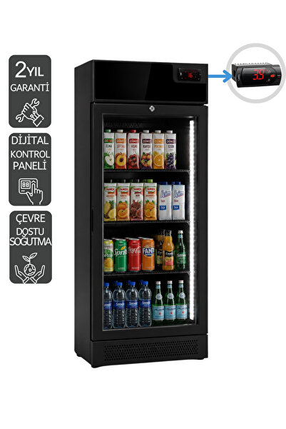 DuyguCool DT-250 Black Serisi Dijital Göstergeli Yan LEDli Dik Şişe Soğutucu ...