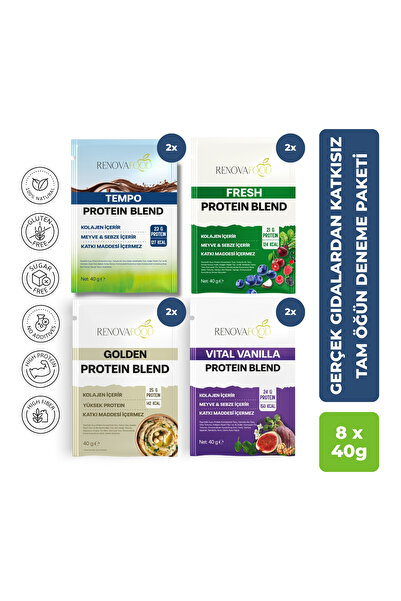 Renovafood 8’li Tam Öğün Protein Deneme Paketi Çikolata Orman Meyveleri Vanil...