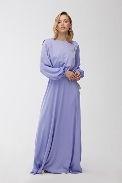 Manuka Seidensatin-Abendkleid Lavendel