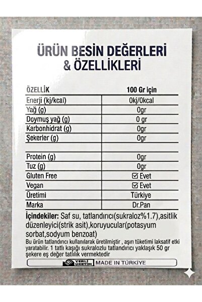 Dr Pan Sukraloz Tatlandırıcı -200ml