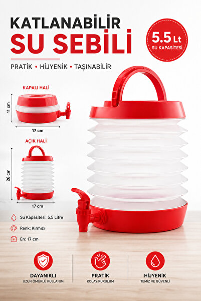 NZB Su Sebili Pratik Termos Çeşmeli Körüklü 5.5 Litre Piknik Kamp Su Ayran Me...