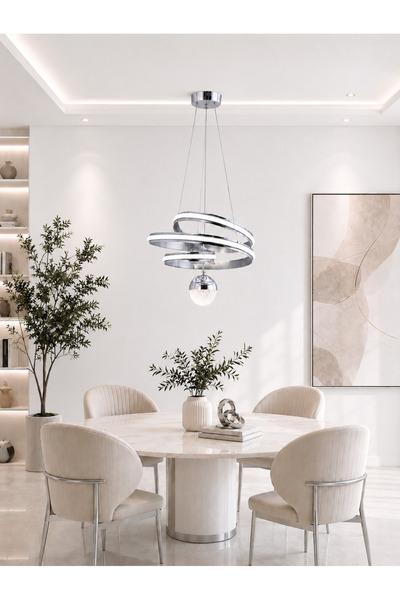 GUSTO LİGHTİNG VALERİA MODERN KROM LED SARKIT AVİZE,3 RENK YANABİLEN MODERN A...