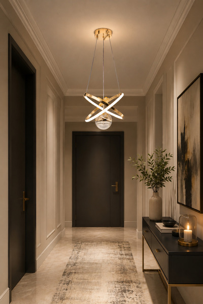 GUSTO LİGHTİNG MODERN CARLA TEK TOP LED SARKIT AVİZE GOLD,3 Renk Ayarlanabili...
