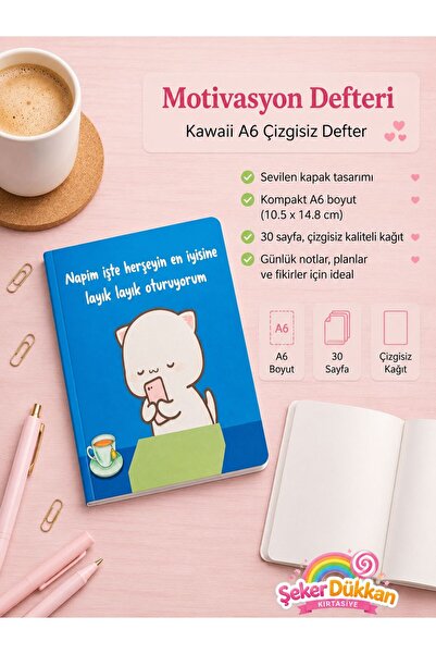 ÖZ KIRTASİYE Napim Herşeyin En Iyisine Layık Oturuyorum Çizgisiz Hediyelik De...