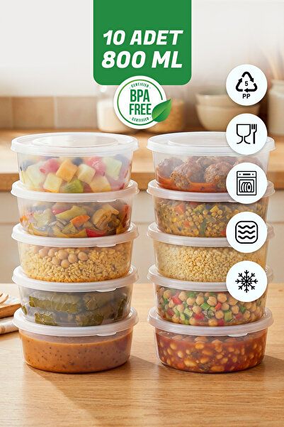 GOLCIA Max 800 ml Mikrodalgaya ve Derin Dondurucuya Uygun Yıkanabilir 10'lu S...