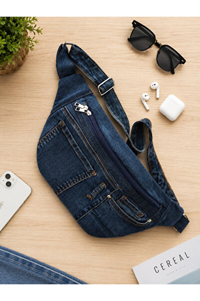 minart design Lacivert Özel Tasarım Denim Çapraz kullanıma uygun Çanta