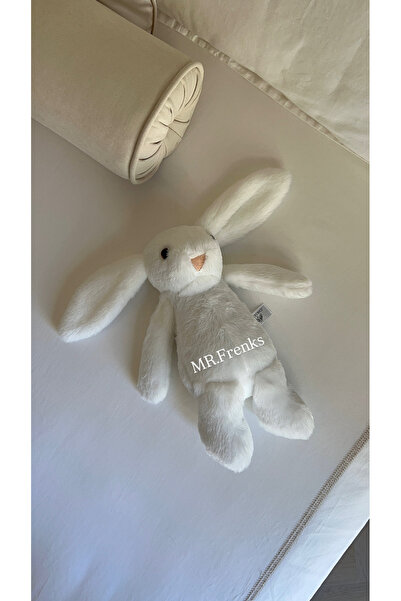 MR.Frenks Çocuk Sevimli Tavşan Uyku&Oyun Arkadaşı Peluş Yastık Beyaz 45 cm