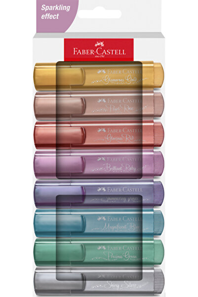 Faber Castell Fosforlu Kalem Seti, 8’li, Metalik Renkler, Su Bazlı Mürekkep, ...
